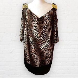 Julie’s Closet Animal Print Cold/drop Shoulder Embellished Shoulder Piece SZ 1X